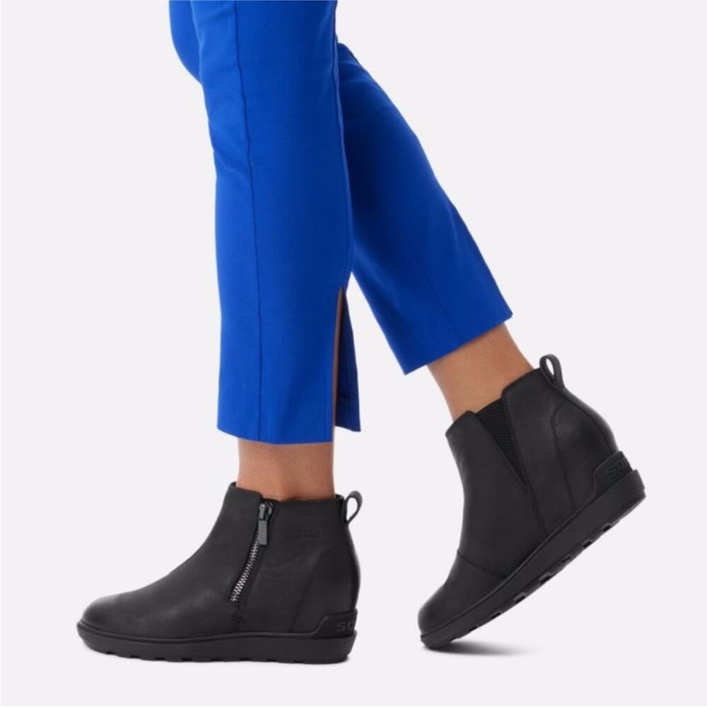 Sorel Black Wedge Ankle Boots